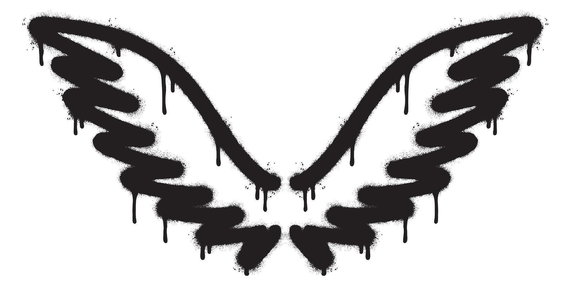 rociar pintado pintada alas rociado aislado con un blanco antecedentes. pintada alas con terminado rociar en negro terminado blanco. vector ilustración