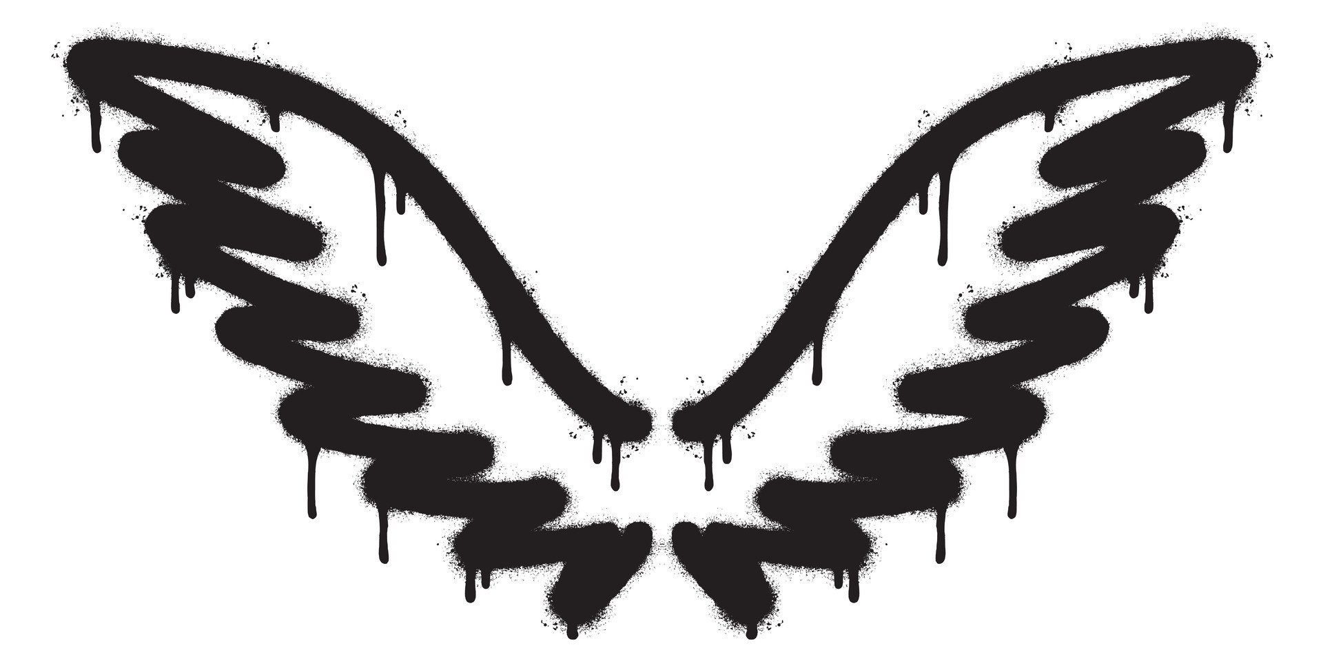 Spray Painted Graffiti wings Sprayed isolated with a white background