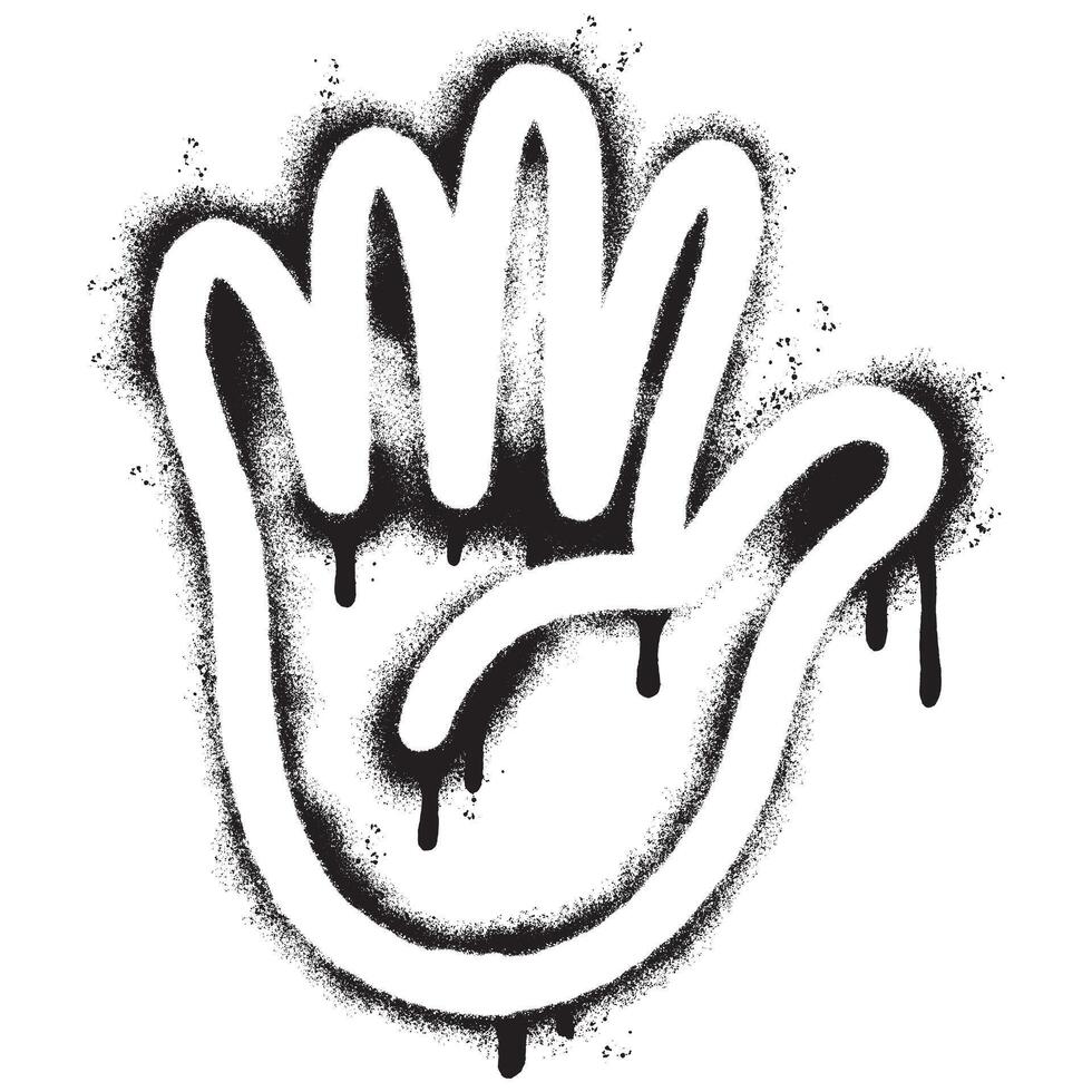 Spray Painted Graffiti Stop Hand icon Sprayed isolated with a white background. vector