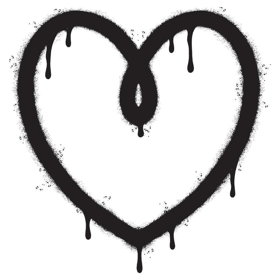 Spray Painted Graffiti heart icon isolated with a white background. graffiti love icon with over spray in black over white. vector