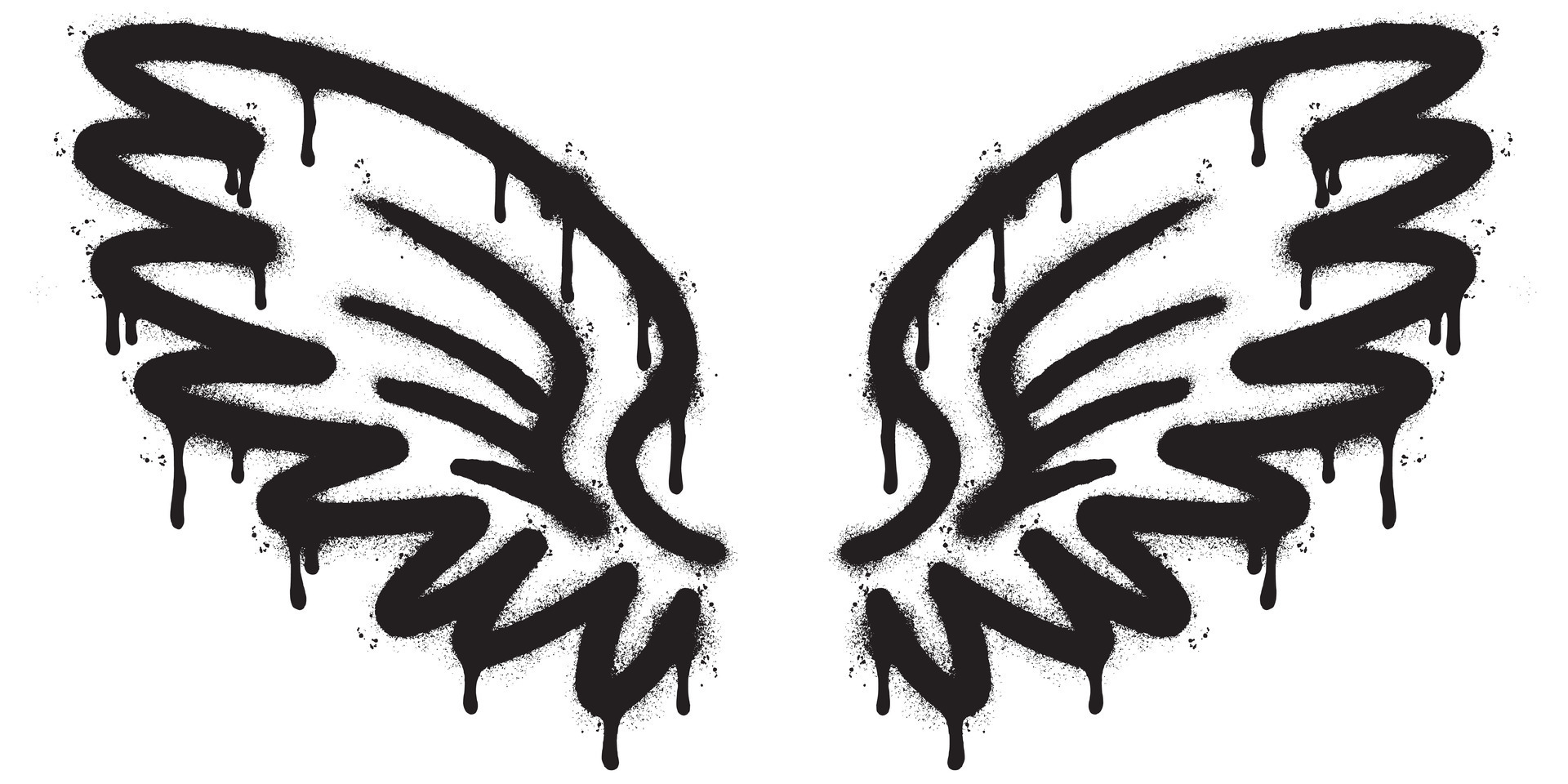 Spray Painted Graffiti wings Sprayed isolated with a white background