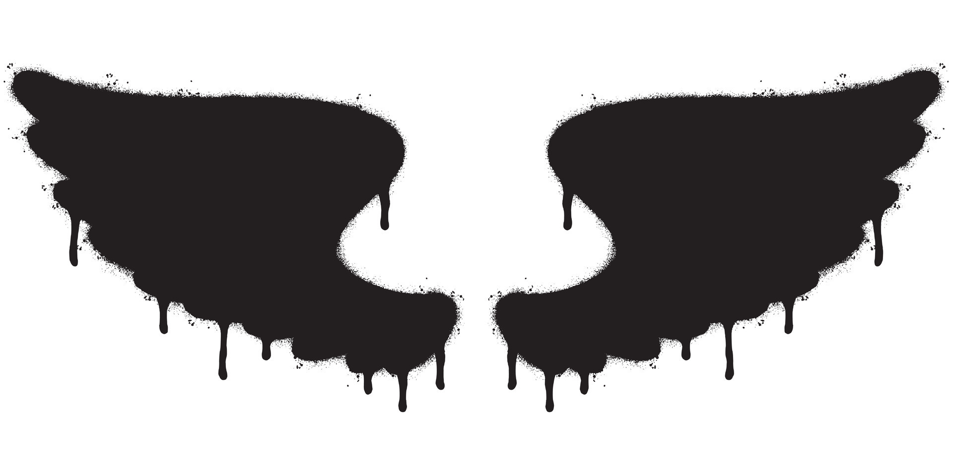 Spray Painted Graffiti wings Sprayed isolated with a white background