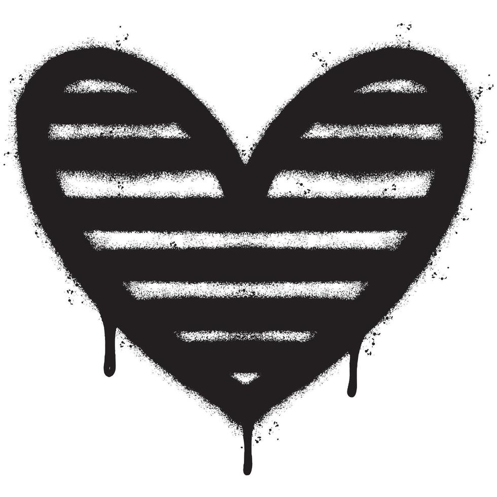rociar pintado pintada corazón icono aislado con un blanco antecedentes. pintada amor icono con terminado rociar en negro terminado blanco. vector