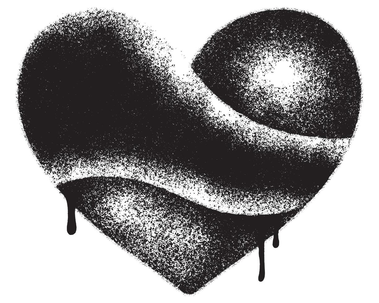 Spray Painted Graffiti heart icon isolated with a white background. graffiti love icon with over spray in black over white. vector