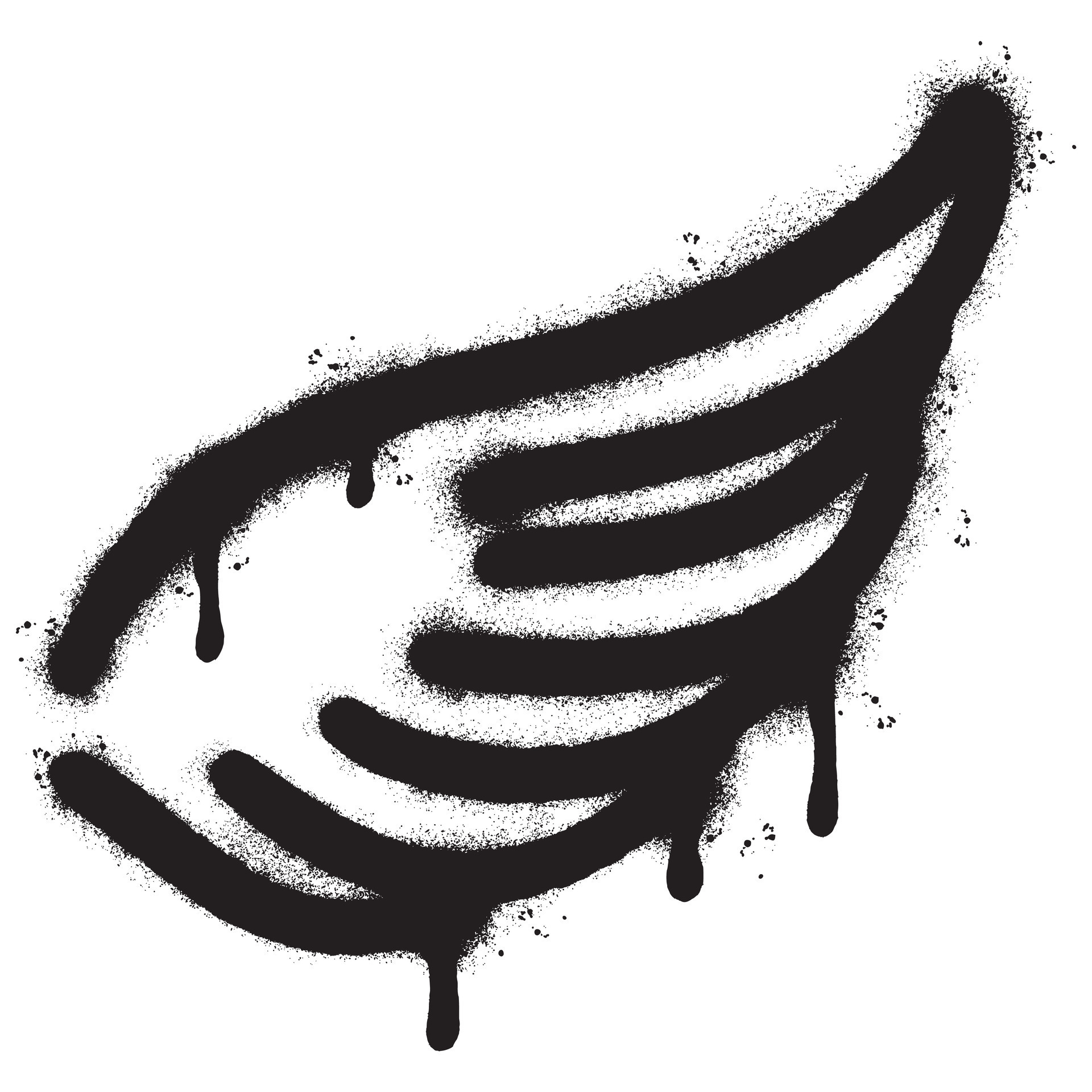 Spray Painted Graffiti wings Sprayed isolated with a white background