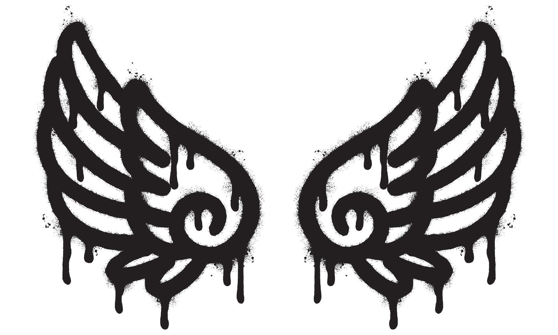 Spray Painted Graffiti wings Sprayed isolated with a white background