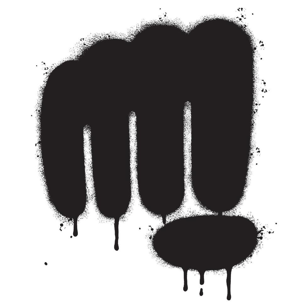 rociar pintado pintada puño mano icono rociado aislado con un blanco antecedentes. pintada puño poder símbolo con terminado rociar en negro terminado blanco. vector