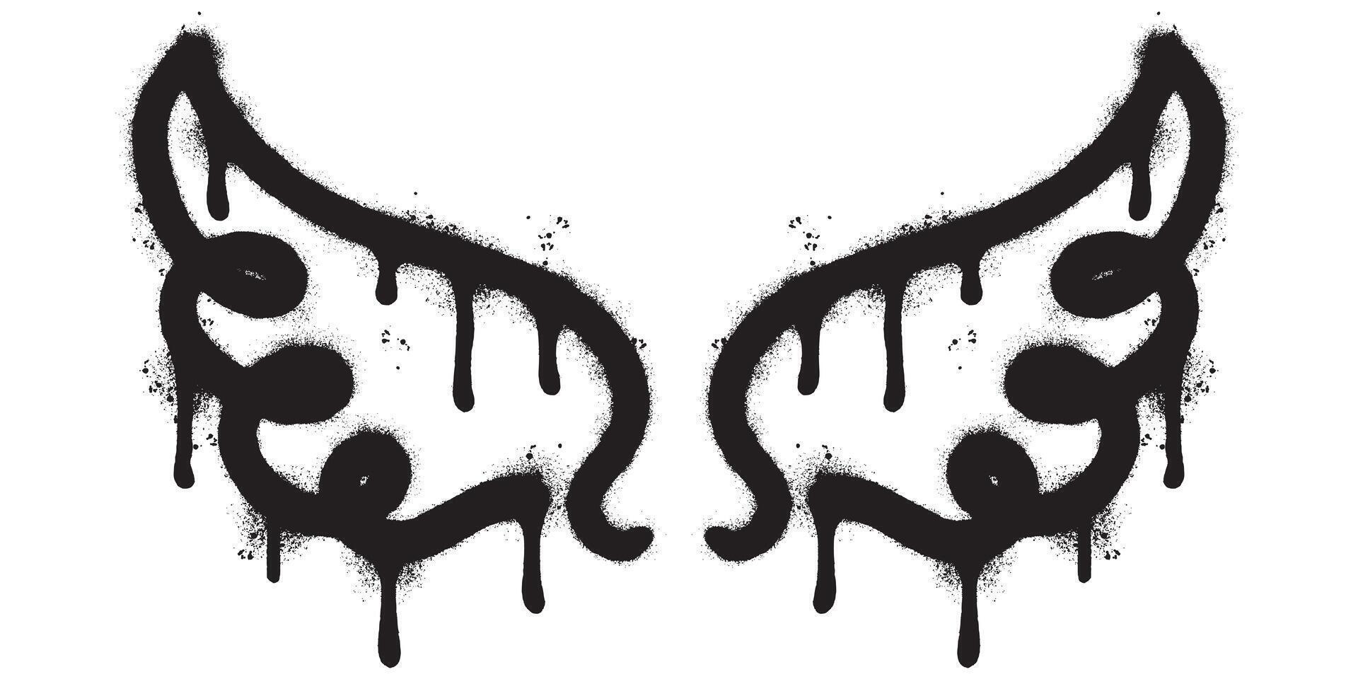Spray Painted Graffiti wings Sprayed isolated with a white background. graffiti wings with over spray in black over white. Vector illustration