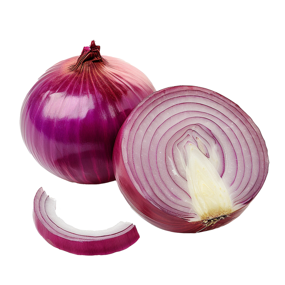 AI generated Onion cut in half png isolated on transparent background