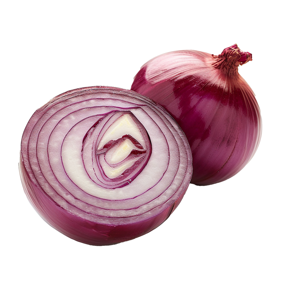 AI generated Onion cut in half png isolated on transparent background