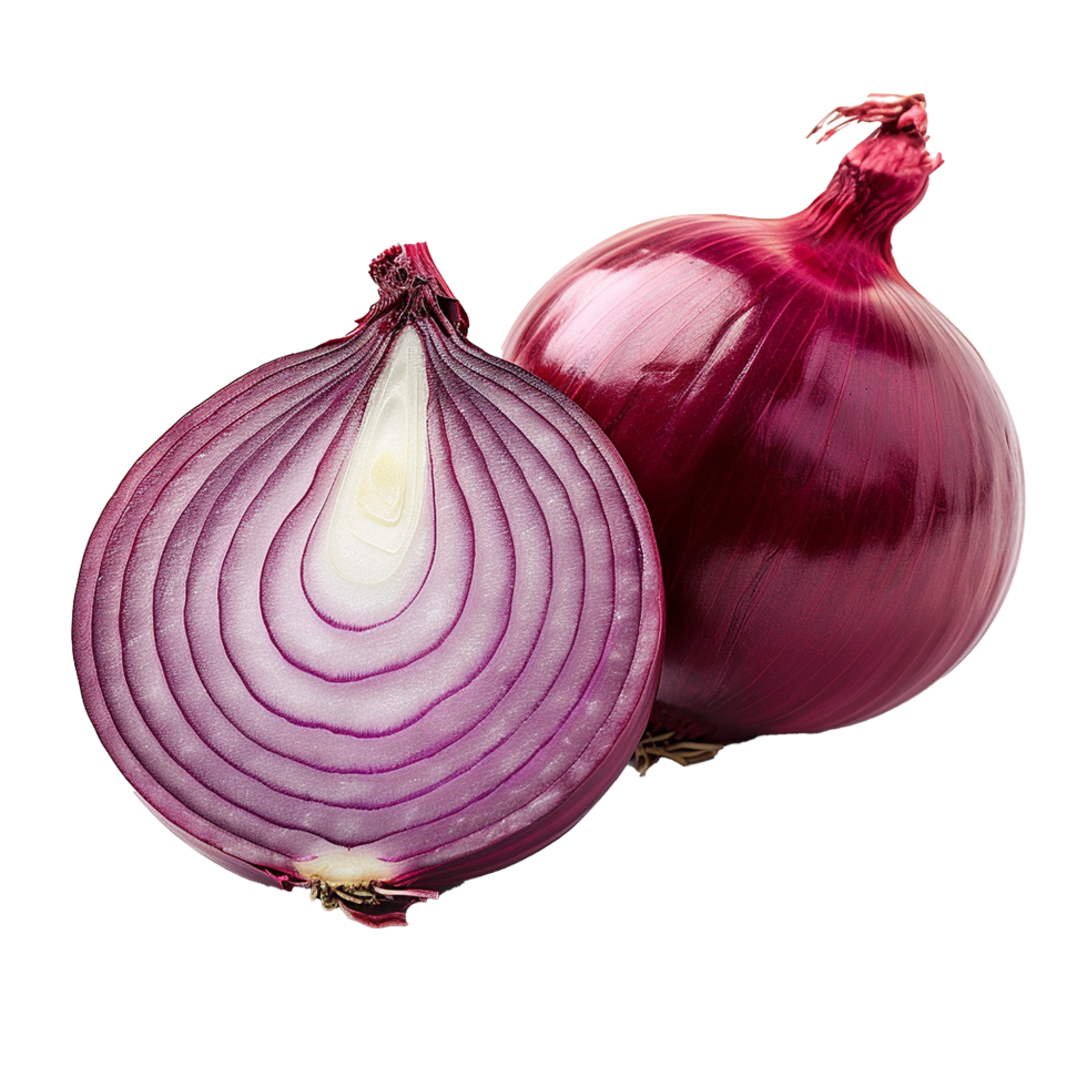 AI generated Onion cut in half png isolated on transparent background