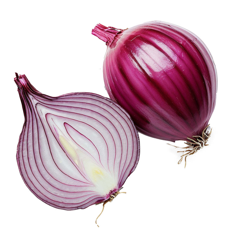 AI generated Onion cut in half png isolated on transparent background