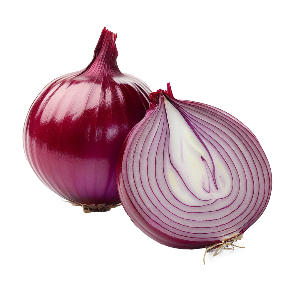 AI generated Onion cut in half png isolated on transparent background