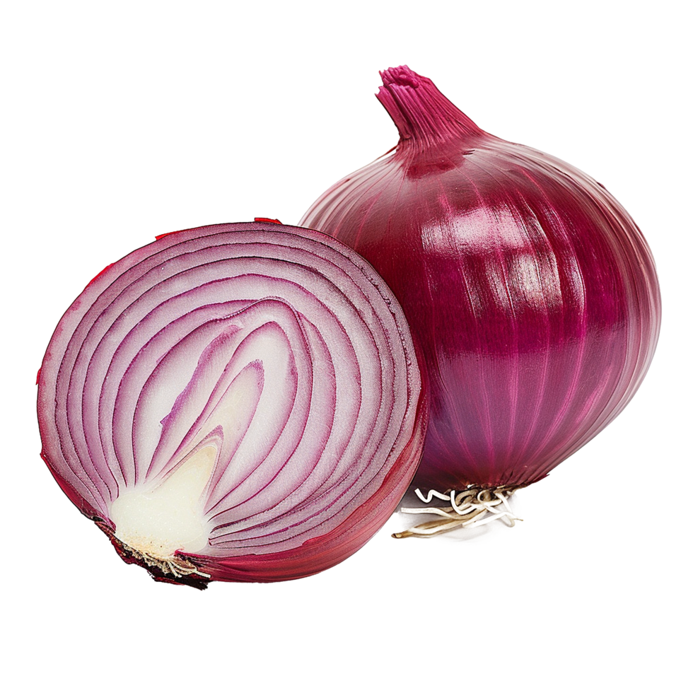 AI generated Onion cut in half png isolated on transparent background
