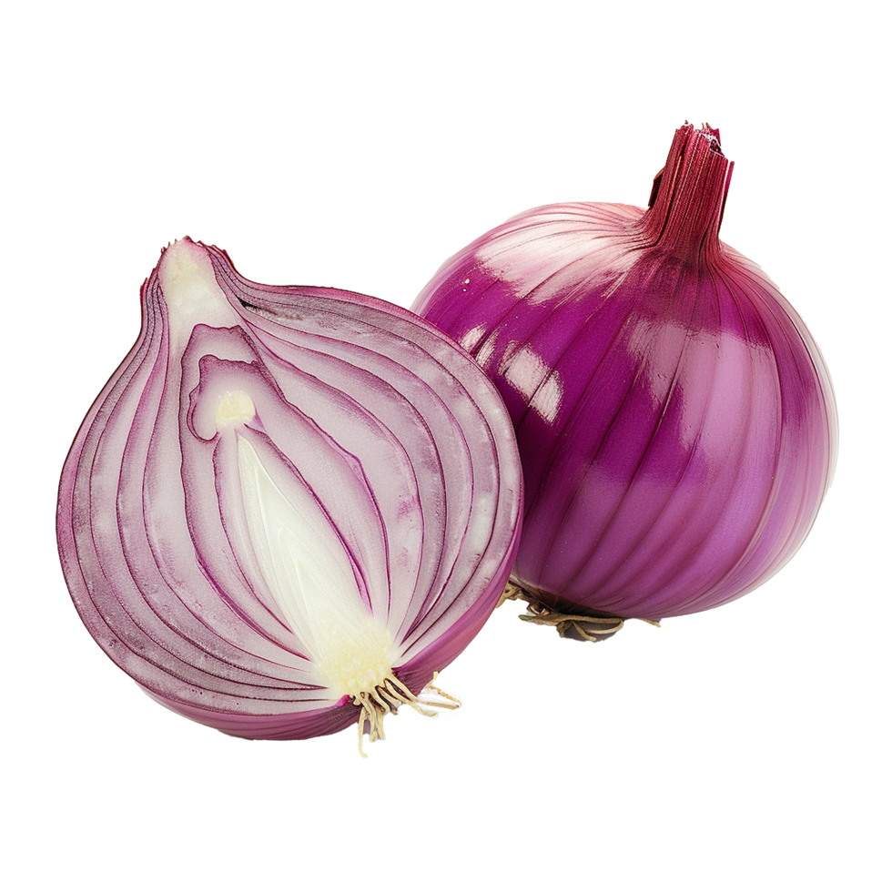 AI generated Onion cut in half png isolated on transparent background