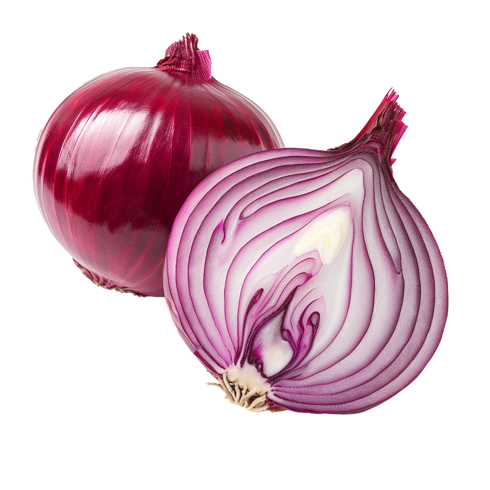 AI generated Onion cut in half png isolated on transparent background