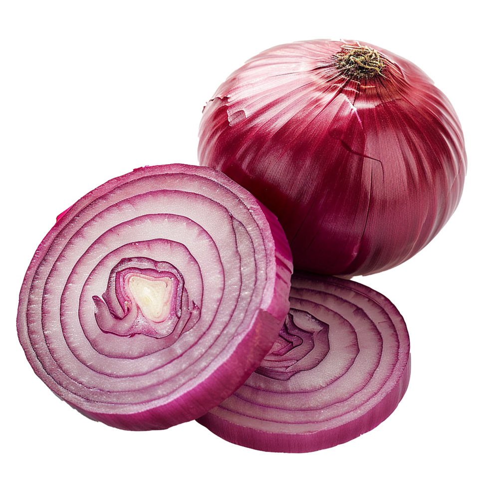 AI generated Onion cut in half png isolated on transparent background