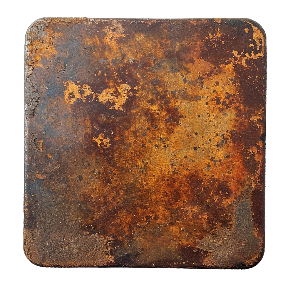 AI generated Rusty metal plate png isolated on transparent background