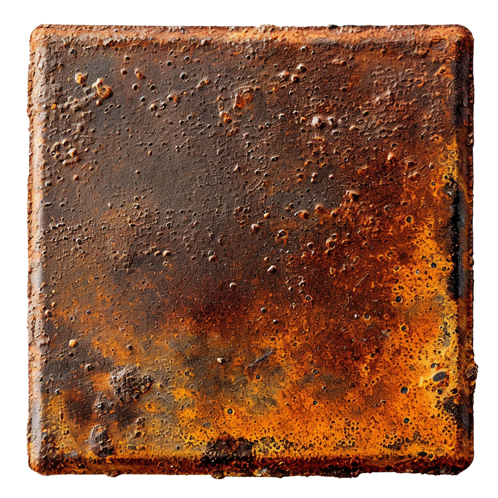 AI generated Rusty metal plate png isolated on transparent background
