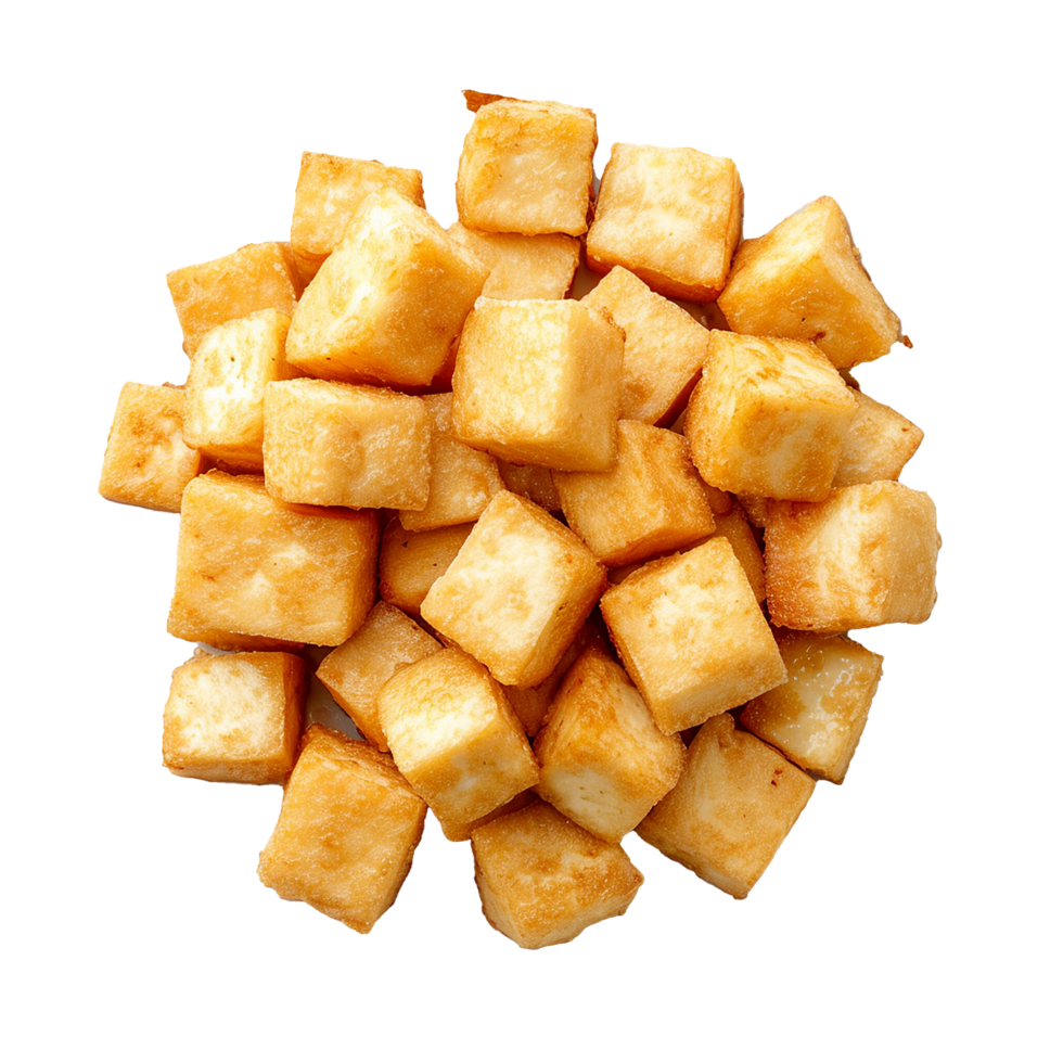 ai generiert Teller von gebraten Tofu Würfel png isoliert auf ...