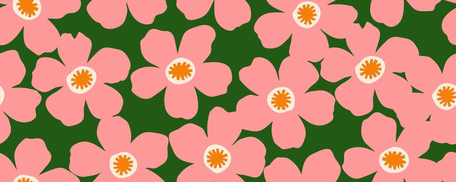 exótico mano dibujado flores, sin costura patrones con floral para tela, textiles, ropa, envase papel, cubrir, bandera, hogar decoración, resumen antecedentes. vector ilustración.