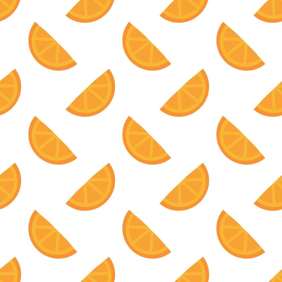 Seamless pattern with fresh slices of oranges for fabric, labels, print, wallpaper. Doodle summer fruit background. Vector illustration.