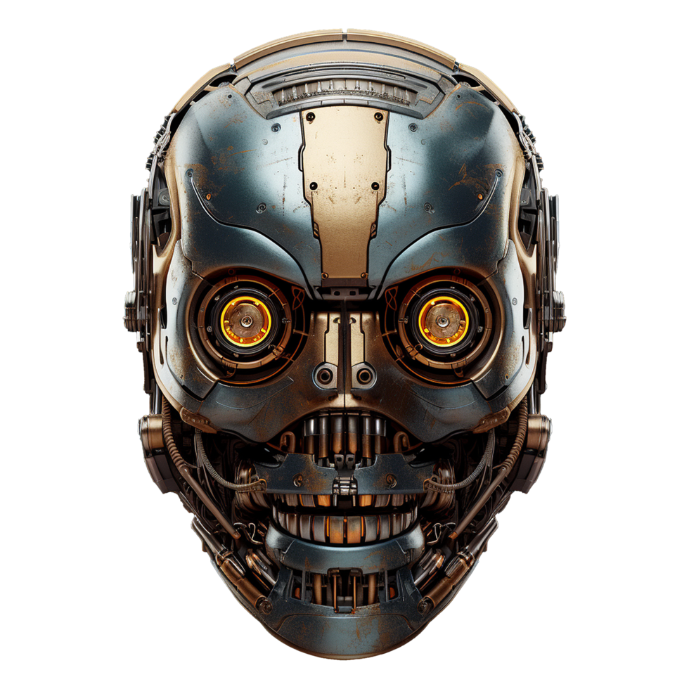 AI generated Robot face isolated on transparent background png