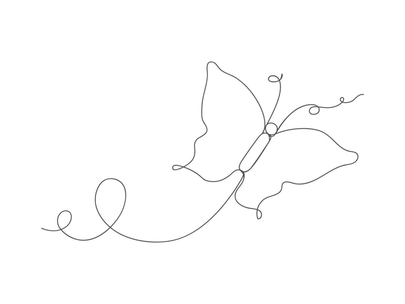 Butterfly in continuous one line art drawing isolated vector illustration.