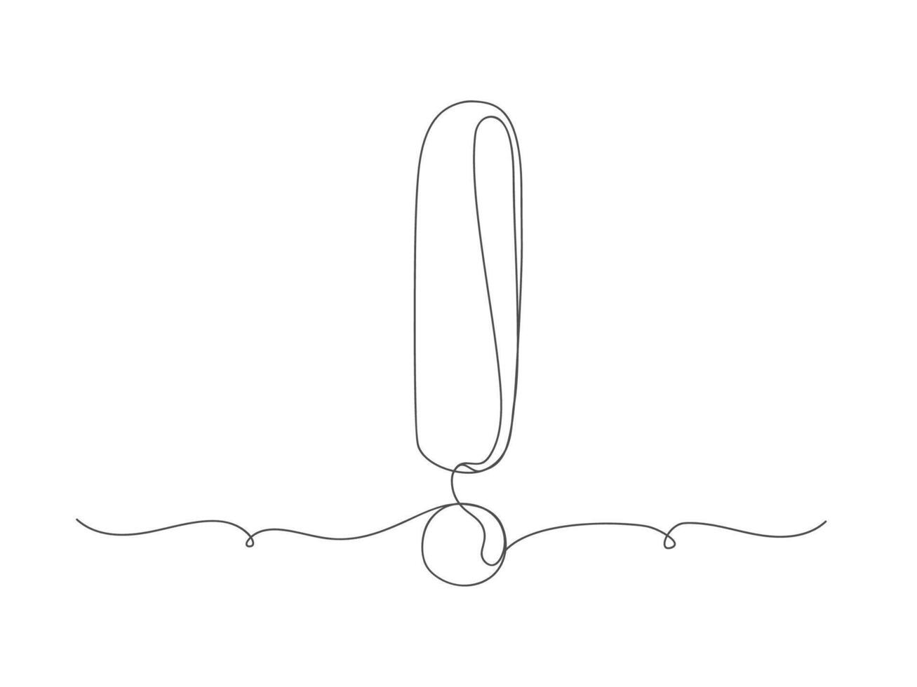 Exclamation mark in continuous one line art drawing isolated vector illustration.