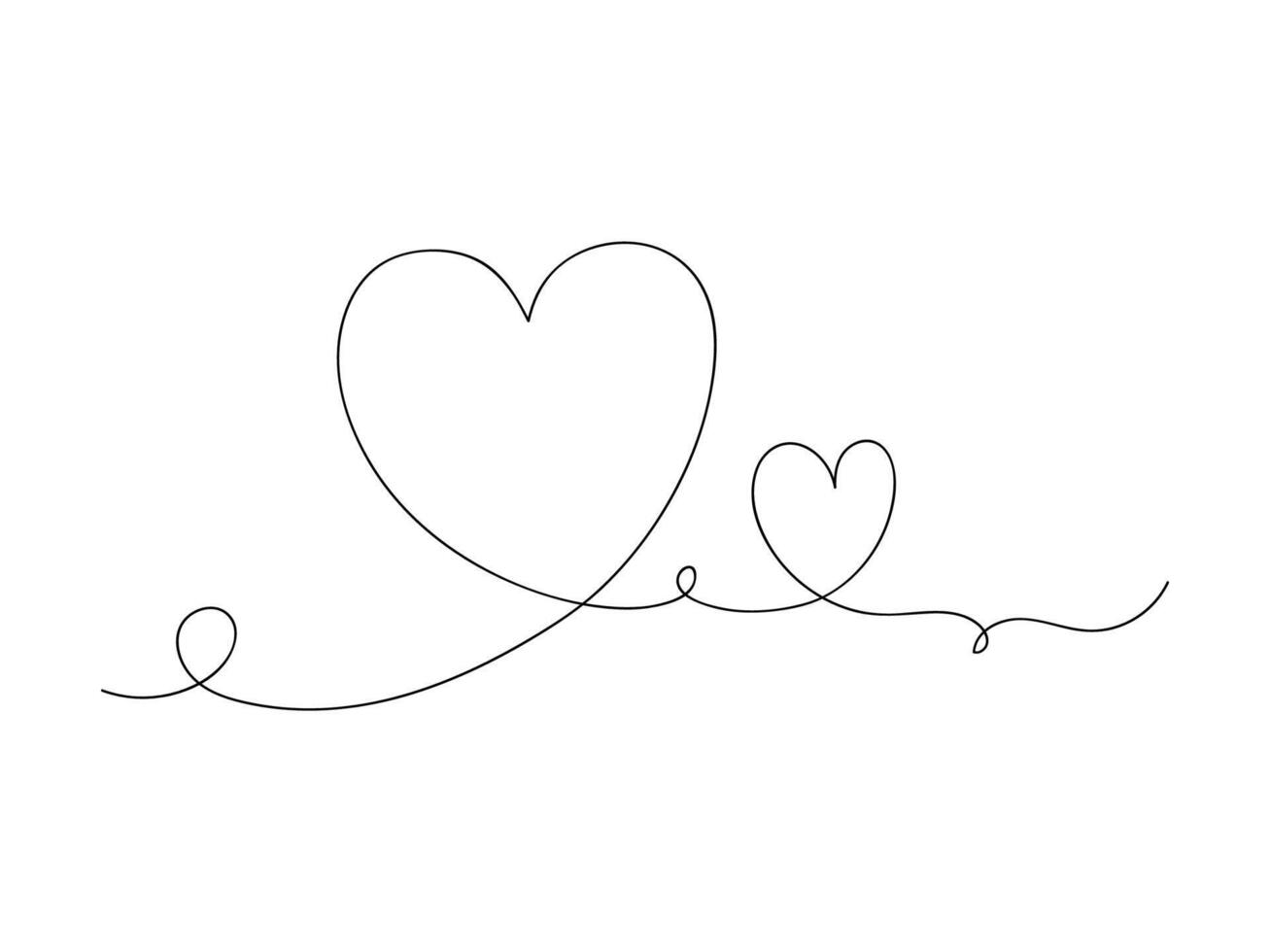 Continuous one line heart or love isolated vector illustration.