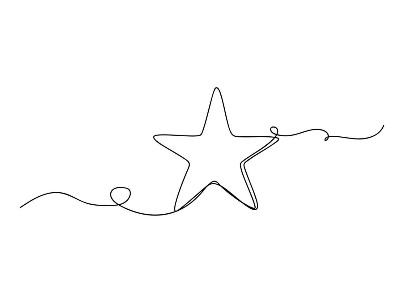 Star continuous one line art isolated vector illustration.