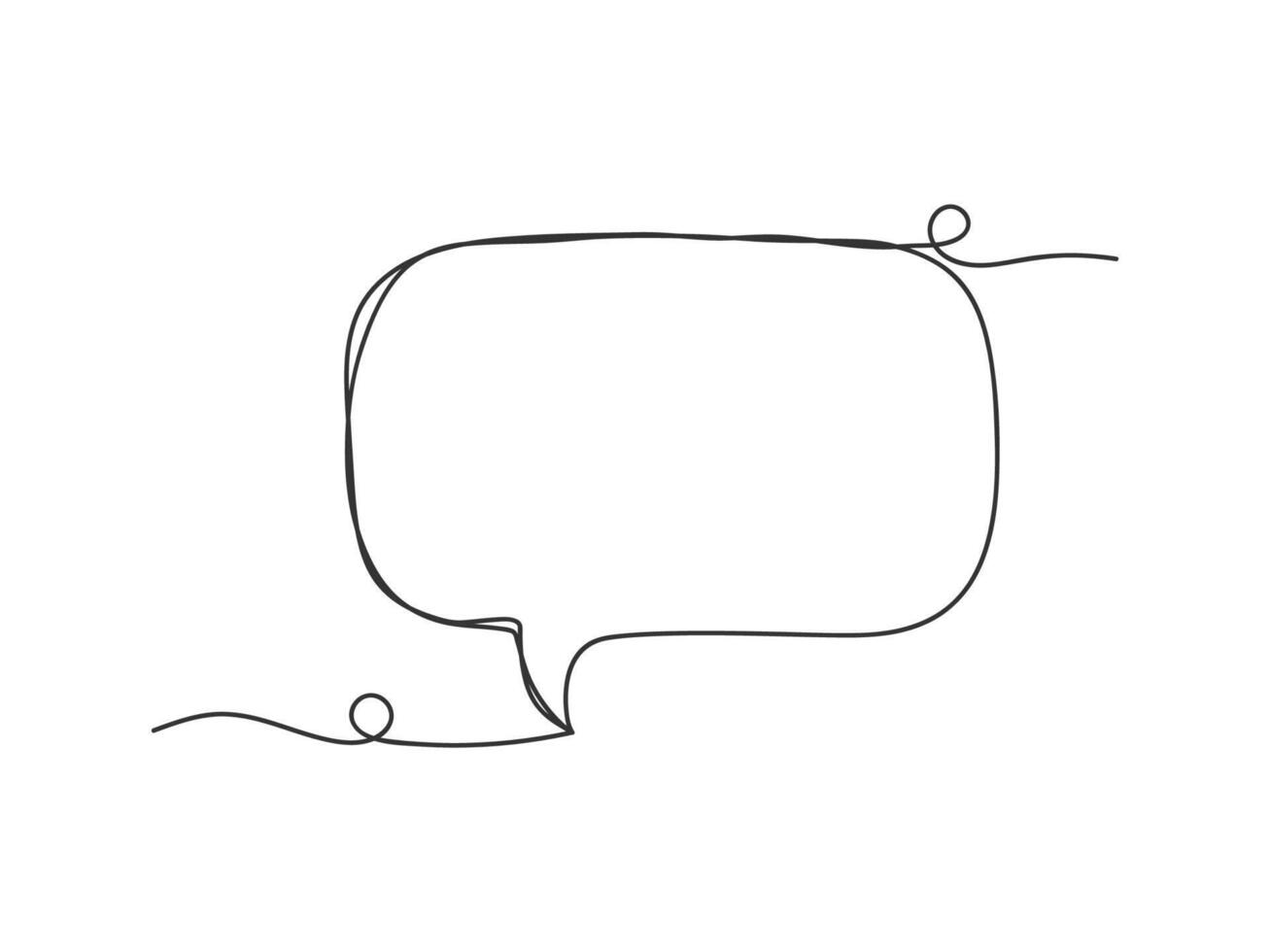 Speech bubble in continuous one line drawing isolated vector illustration.