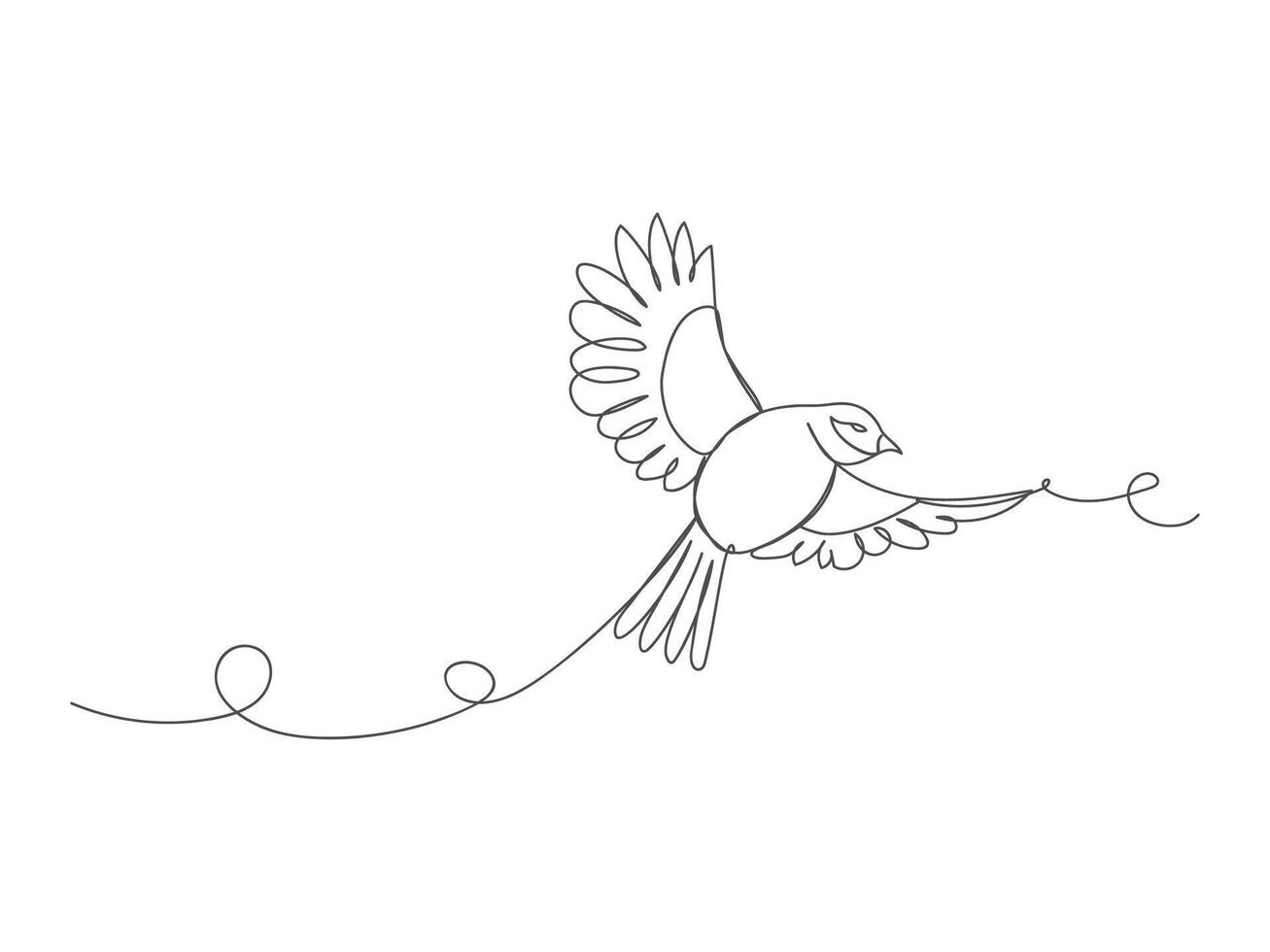 Bird in continuous one line art drawing isolated vector illustration.