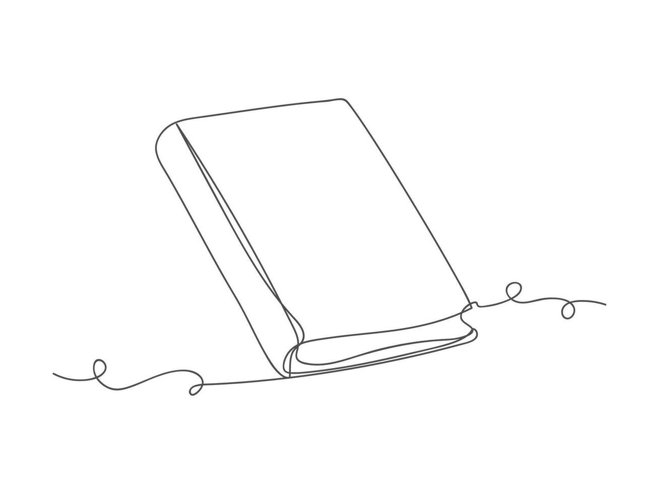 Book continuous one line art isolated vector illustration.