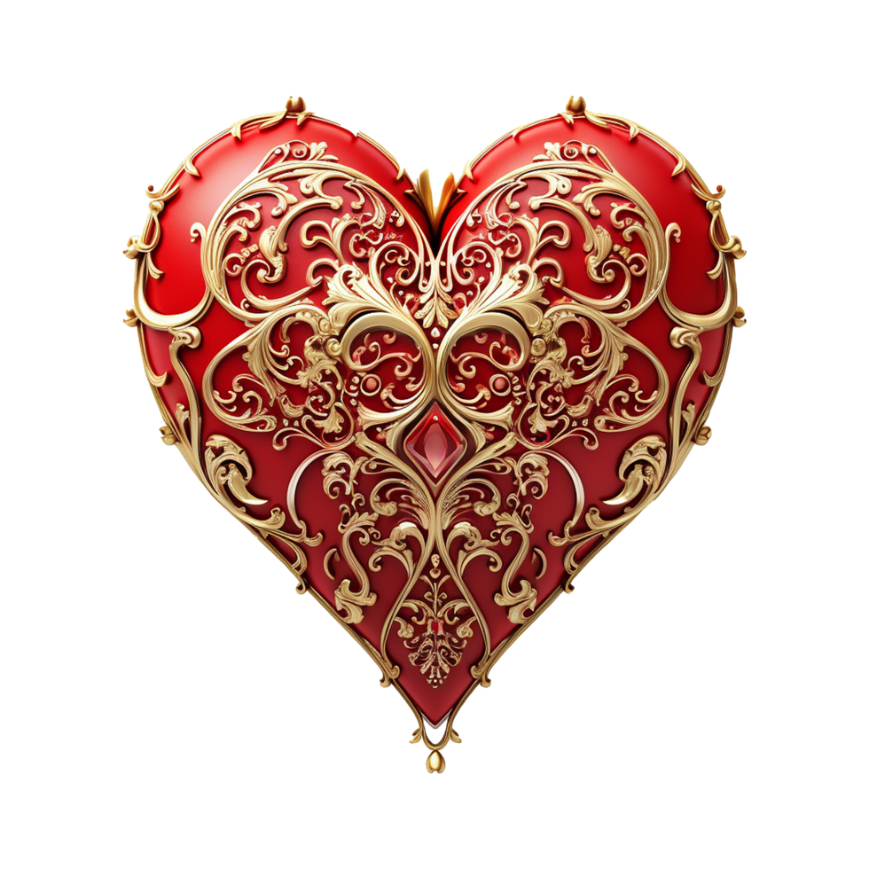 AI generated Red heart shape isolated on transparent background png
