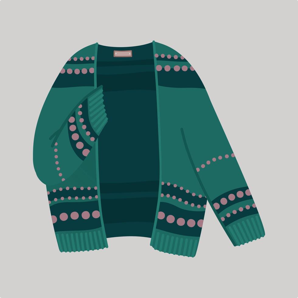 Knitted ornamental cardigan vector