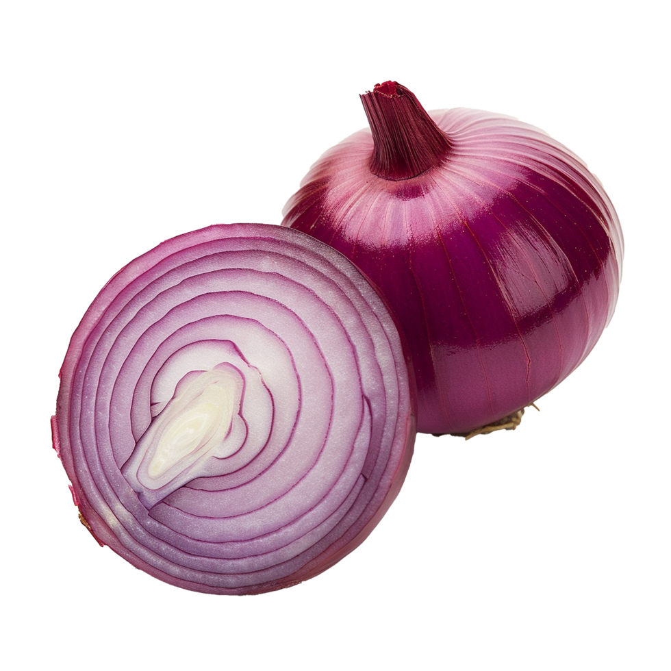 AI generated Onion cut in half png isolated on transparent background