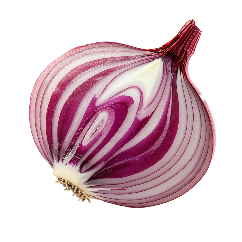 AI generated Onion cut in half png isolated on transparent background