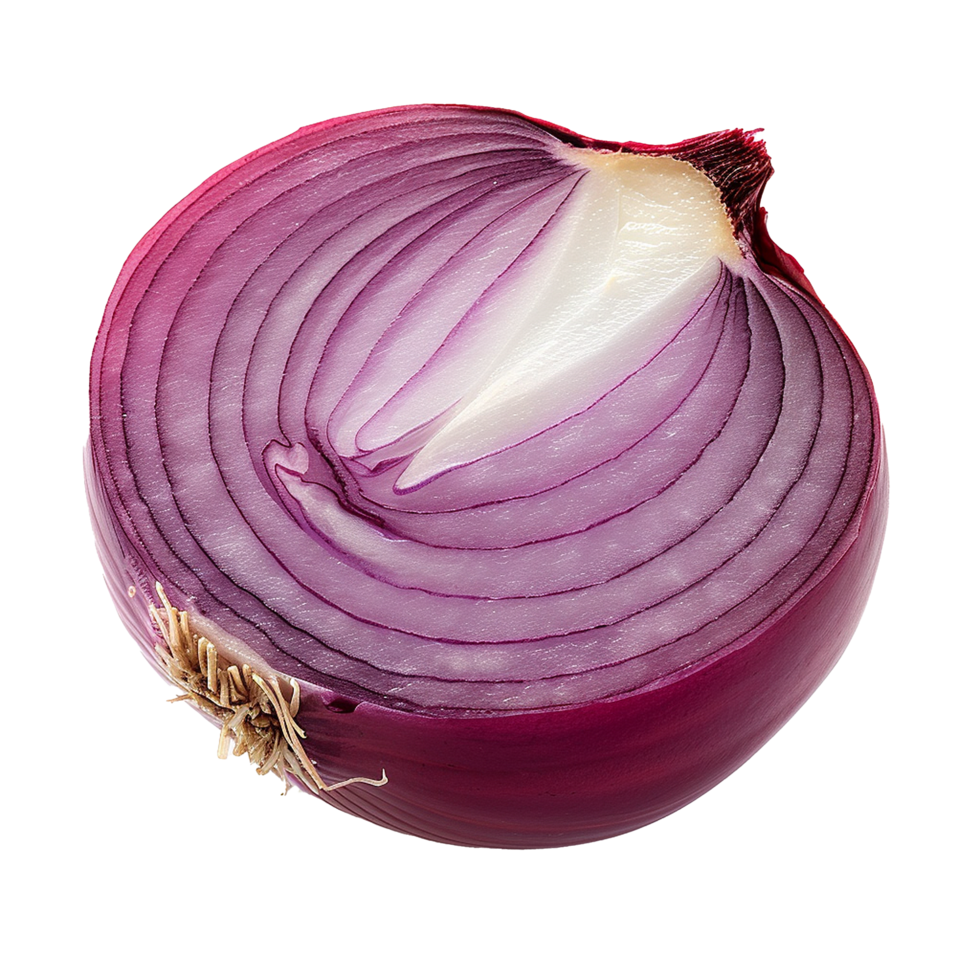 AI generated Onion cut in half png isolated on transparent background