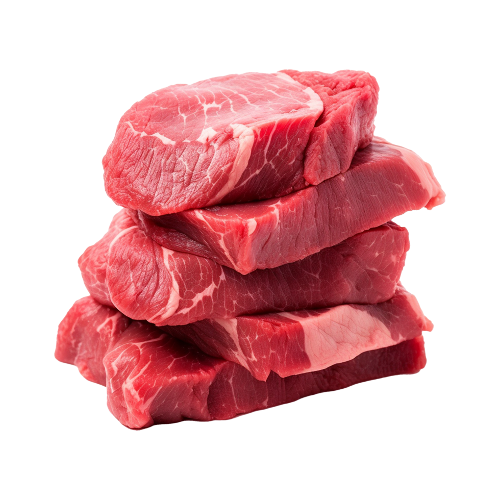 AI generated Stack of raw beef isolated on transparent background png