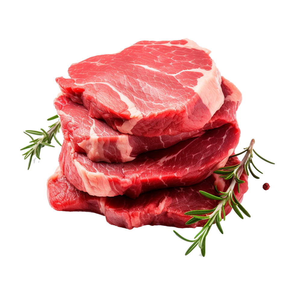 AI generated Stack of raw beef isolated on transparent background png