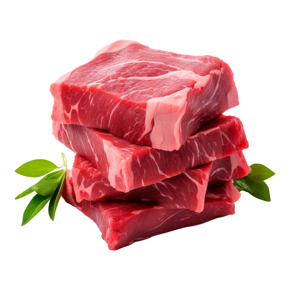 AI generated Stack of raw beef isolated on transparent background png