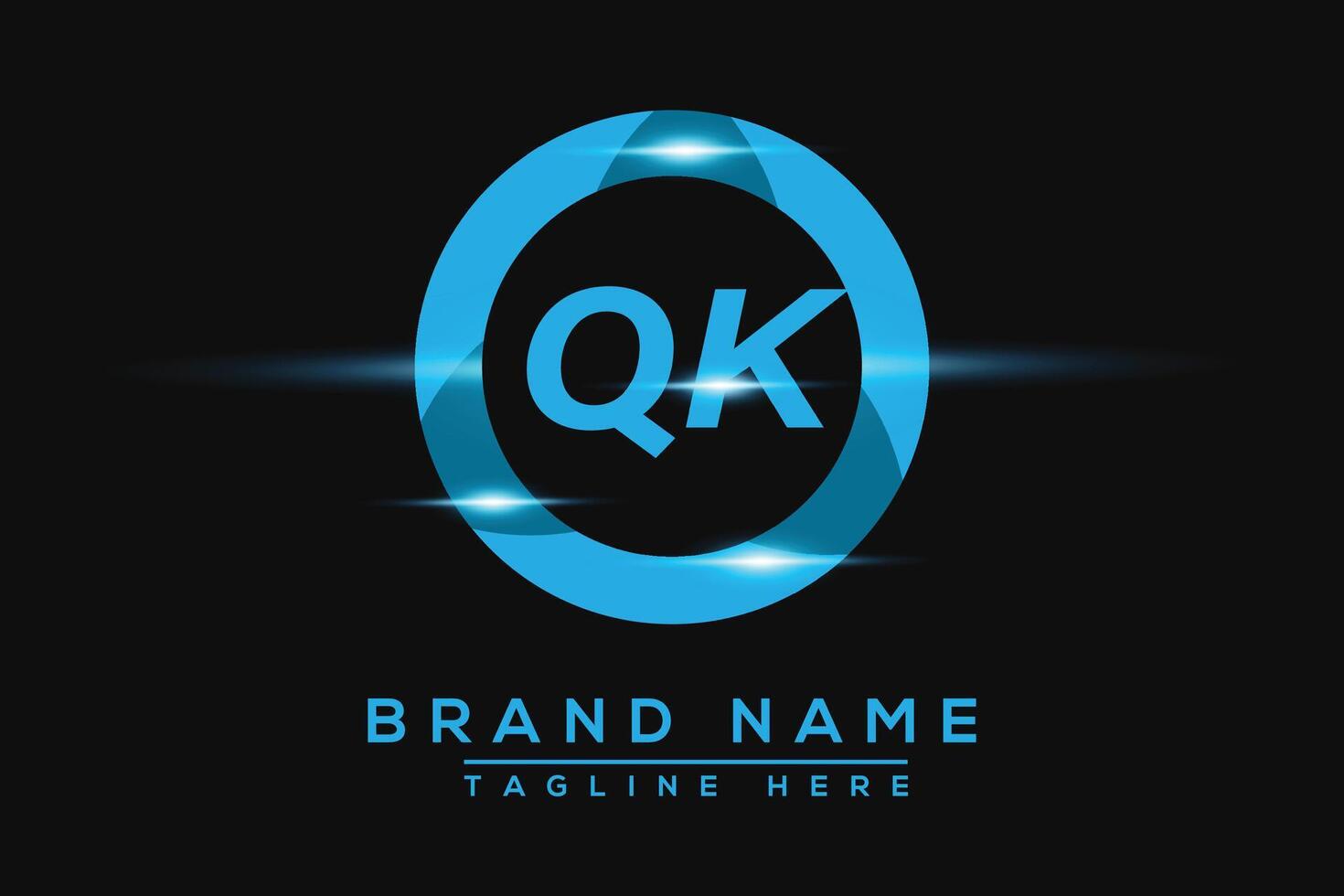 QK Blue logo Design. Vector logo design for business.