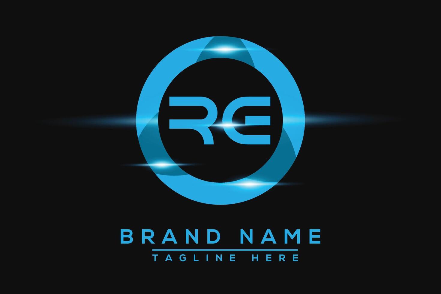 RE Blue logo Design. Vector logo design for business.