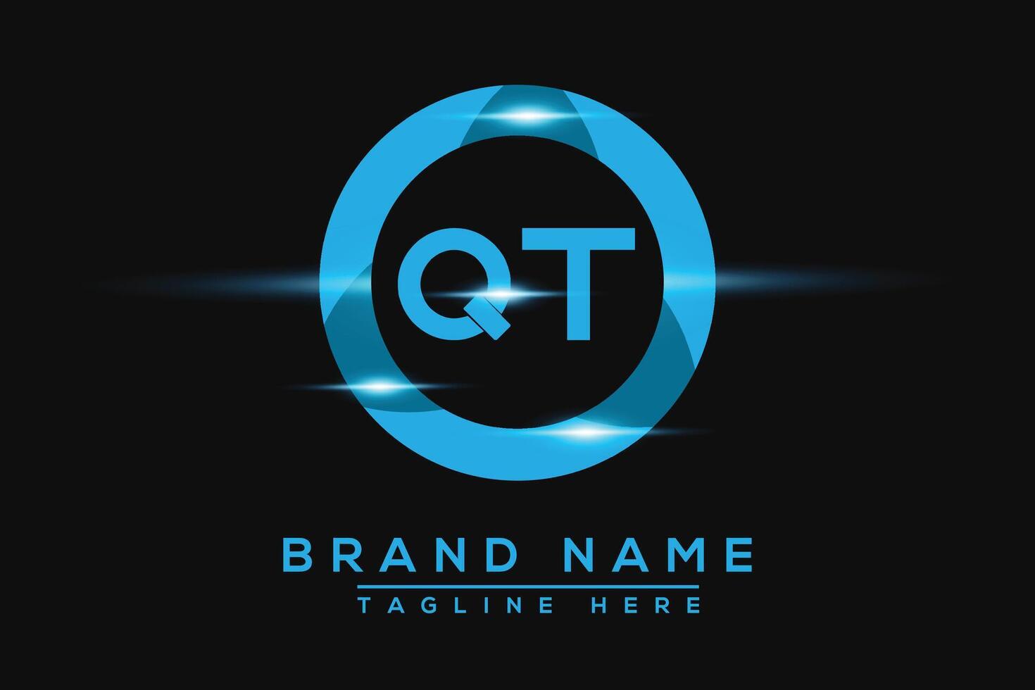 QT Blue logo Design. Vector logo design for business.