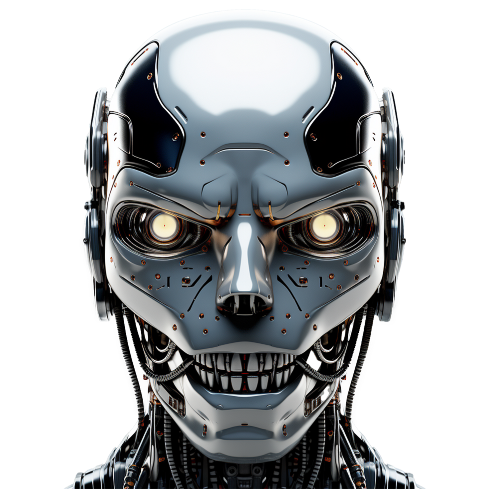 AI generated Robot face isolated on transparent background png