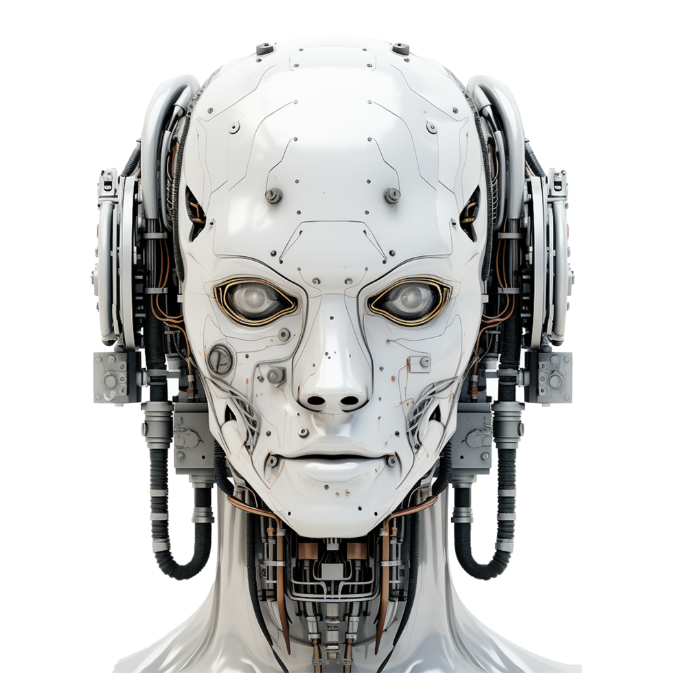 AI generated Robot face isolated on transparent background png