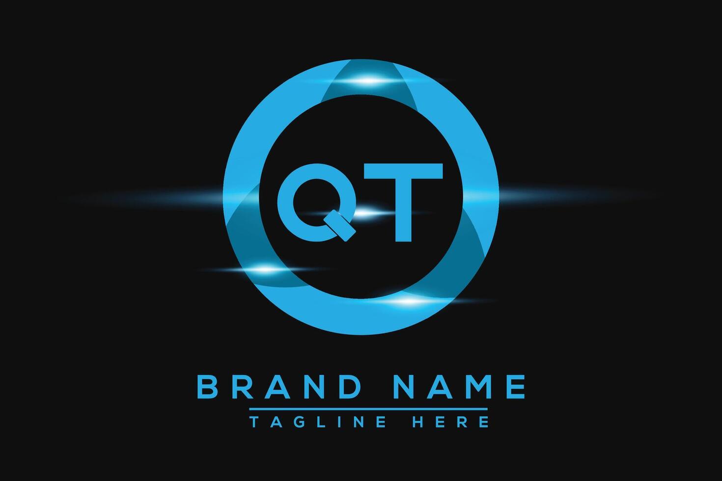 QT Blue logo Design. Vector logo design for business.