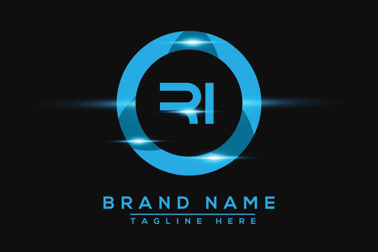 RI Blue logo Design. Vector logo design for business.