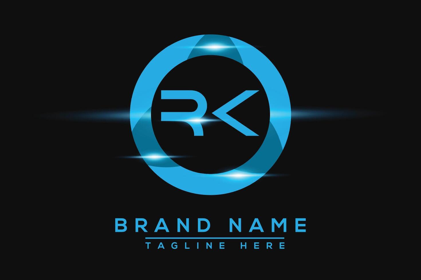 RK Blue logo Design. Vector logo design for business.